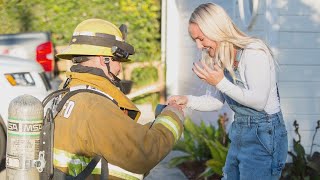 California Firefighter Fakes Blaze at His House to Propose [upl. by Fonz]