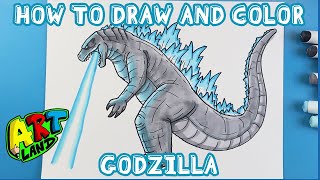 How to Draw and Color GODZILLA [upl. by Bugbee]