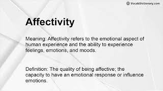 Affectivity Meaning [upl. by Pathe163]