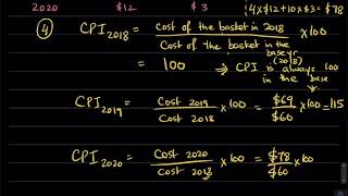 111b Calculating CPI and CPI inflation example [upl. by Battat]