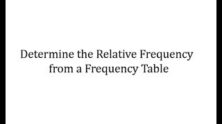 Determine the Relative Frequency from a Frequency Table [upl. by Ingalls331]