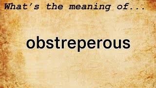 Obstreperous Meaning  Definition of Obstreperous [upl. by Ydarb]