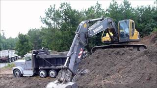 Volvo EC210 Excavator Rocking Out Trucks [upl. by Tiedeman]