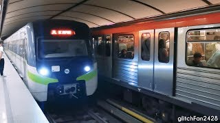 Attiko Metro Trains at Evangelismos Station in Athens Greece  2019 [upl. by Aharon691]