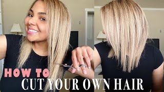 HOW TO CUT YOUR OWN HAIR AT HOME  DIY Layered Haircut Tutorial [upl. by Ecirtram332]