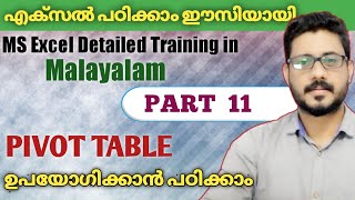 Part 11 How to use PIVOT Table  MS Excel Malayalam Tutorial  msexcel pivot pivottable [upl. by Nyrac]