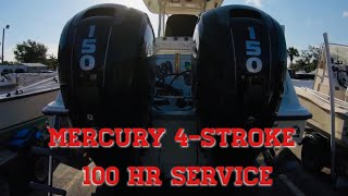 How to  100 hr service Mercury 150 4stroke outboard [upl. by Attoynek]