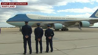 Watch Trump takes off on Air Force One for first time as president [upl. by Mazlack]