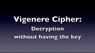 Vigenere Cipher  Decryption Unknown Key [upl. by Anuahc572]