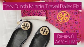 TORY BURCH Minnie Travel Ballet Flat REVIEW amp WEAR amp TEAR after 2 years PLUS Socks for Flats [upl. by Sternick46]