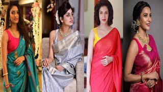 2023 HOW TO STYLE YOUR SAREES WITH SLEEVELESS BLOUSES CONTRAST SLEEVELESS BLOUSE DESIGN IDEAS [upl. by Mcnalley]