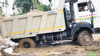 Tata 1618 4x4 tipper at work  offroad 4x4 machine [upl. by Marcel]