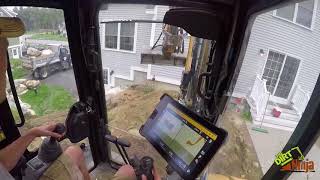 Trimble Earthworks  Cat 3055e2 Excavating For Patio [upl. by Heinrick]