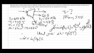 Thermodynamics Example Adiabatic turbine 1 [upl. by Ymrots]