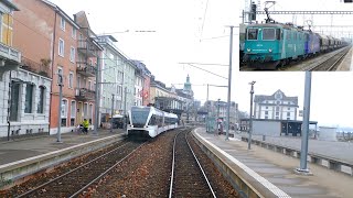 ★ 🇨🇭St Margrethen  Romanshorn  Koblenz CH  Basel cab ride 112018 Führerstandsmitfahrt [upl. by Ram]