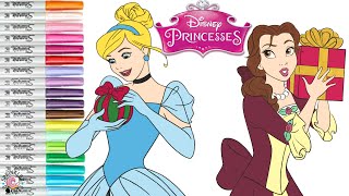 Disney Princess Holiday Coloring Book Pages Belle and Cinderella [upl. by On]