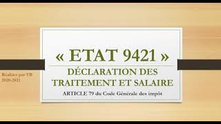 ETAT 9421CAS PRATIQUE [upl. by Zigmund110]