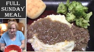 SUNDAY MEAL  Easy Hamburger Gravy over Homemade Mashed Potatoes  ONE SKILLET MEAL [upl. by Frierson]