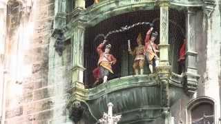 Glockenspiel Clock Tower in Munich Germany [upl. by Ekul]