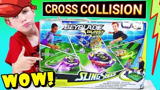 Hasbro Beyblade Burst CROSS COLLISION BATTLE SET Review amp Unboxing Turbo SlingShock [upl. by Ilujna]