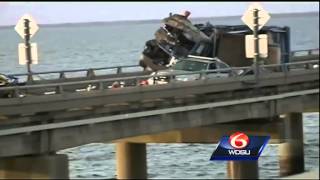 Causeway reopens after wreck pushes car off bridge [upl. by Ennasirk]