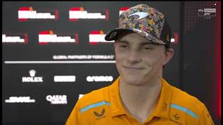 Oscar Piastri Post FP2 Interview  Singapore GP24 [upl. by Tham]