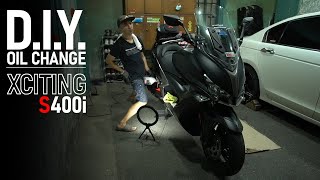 HOW TO KYMCO XCITING S400 OIL CHANGE [upl. by Swec]