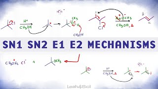 SN1 SN2 E1 E2 Reaction Mechanism Overview [upl. by Gnilrac]