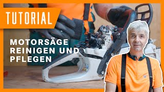 Motorsäge reinigen und pflegen I Tutorial der Bayerischen Staatsforsten [upl. by Iveksarap]