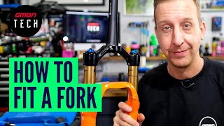 How To Cut And Install A New Bike Fork  Fitting A Mountain Bike Fork At Home [upl. by Natassia]