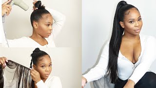 Invisible SLICK ponytail  DETAILED amp EASY  Boss Xtend Mink Straight [upl. by Voss]