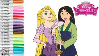 Disney Princess Coloring Book Pages Rapunzel Mulan and Snow White [upl. by Drauode553]