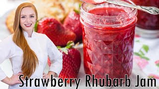 EASY Homemade Strawberry Rhubarb Jam Recipe [upl. by Akayas]