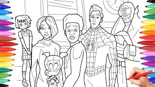 Spiderman Into the SpiderVerse Coloring Pages How to Draw All Spiderverse Characters [upl. by High]