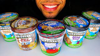 ASMR EATING BEN AND JERRYS ICE CREAM NETFIX AND CHILL HALF BAKED COOKIE DOUGH CHALLENGE NO TALKING [upl. by Leihcim593]