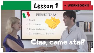 Learn Italian in 30 Days  1  Italian Greetings EngIta Subs  WORKBOOK [upl. by Burgess]