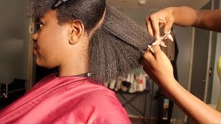 Natural Hair Salon Visit  Blowdry amp Trim [upl. by Akitahs151]