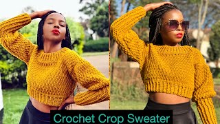 EASY Crochet Sweater Tutorial  Crochet Alpine crop sweater [upl. by Eem]