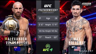 ALEXANDER VOLKANOVSKI VS MAX HOLLOWAY 3 FULL FIGHT UFC 276 [upl. by Flessel436]