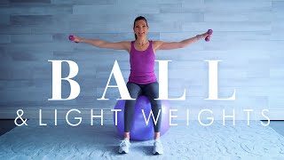 Stability Ball Exercises for Seniors amp Beginners  Fun Workout with Dumbbells [upl. by Maghutte242]