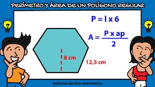 CÓMO HALLAR EL PERÍMETRO Y ÁREA DE UN POLÍGONO REGULAR SUPER FÁCIL [upl. by Zara]