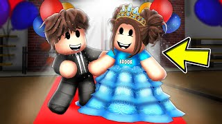 Baby Brooks FIRST SCHOOL DANCE In Roblox Brookhaven [upl. by Kassie]