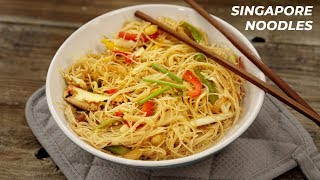 Singapore Rice Noodles  Restaurant Cafe Singaporean Style Recipes  CookingShooking [upl. by Bogusz496]