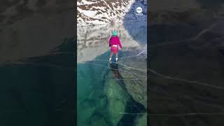 Skaters glide over translucent ice window lake in Alaska  ABC News [upl. by Brelje]