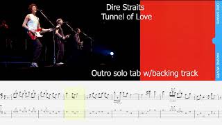 Dire Straits  Tunnel of love Outro Solo Backing track wtab [upl. by Nairda]