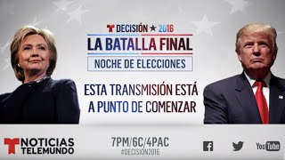 Noche de Elecciones y Resultados 2016 H Clinton vs D Trump  Noticias  Noticias Telemundo [upl. by Anihtyc282]