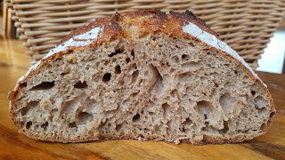 Delicious Airy Brown Sourdough Bread  Full Autolyse Overnight [upl. by Varian]