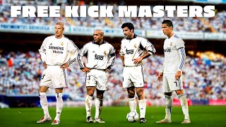 LEGENDARY REAL MADRID FREEKICKS  Cristiano Ronaldo Beckham Roberto Carlos amp Figo [upl. by Tattan]