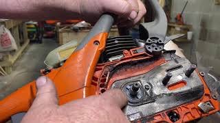 Husqvarna 455 Rancher Chainsaw oil pump repairreplacement [upl. by Gasparo]