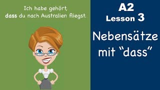 Learn German  Konjunktion quotdassquot  Nebensatz  German for beginners  A2  Lesson 3 [upl. by Luapleahcim]